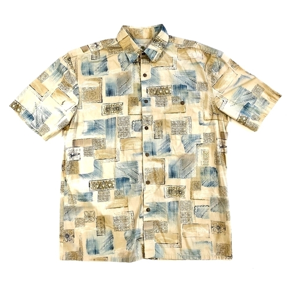 island Shores Cream Matik Button Down Shirt - Picture 1 of 4